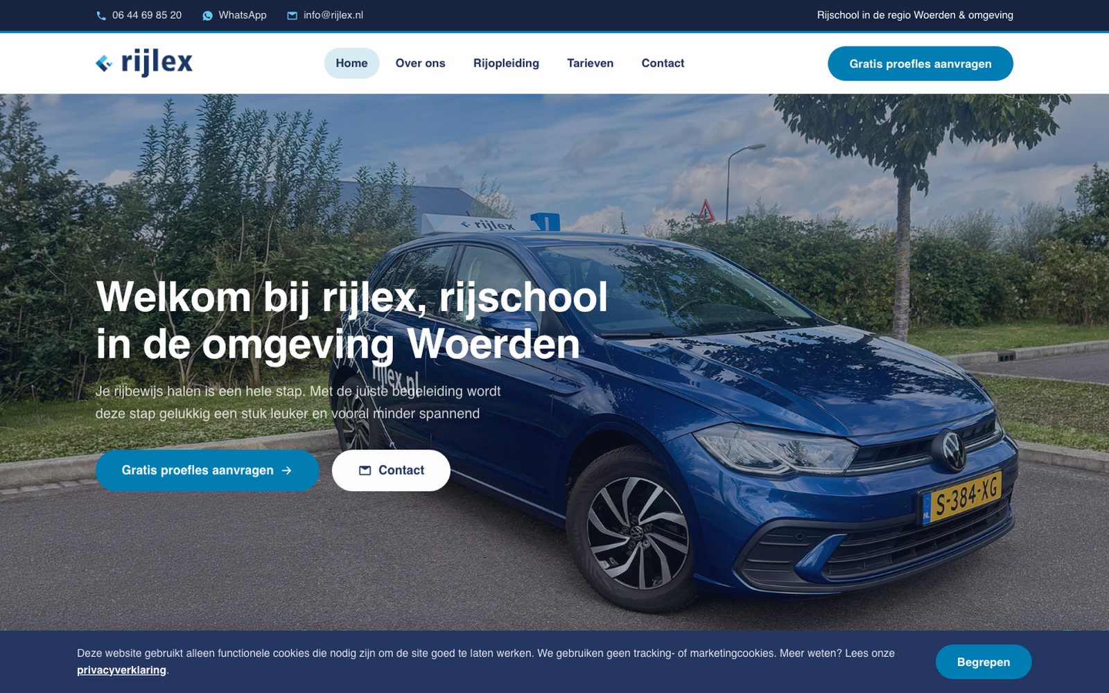 Homepage van de website van rijschool Rijlex